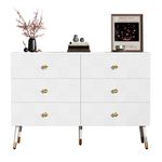 MERAX Commode 6 tiroir(s) 0 niche(s) coloris blanc largeur 120 cm panneaux de particules