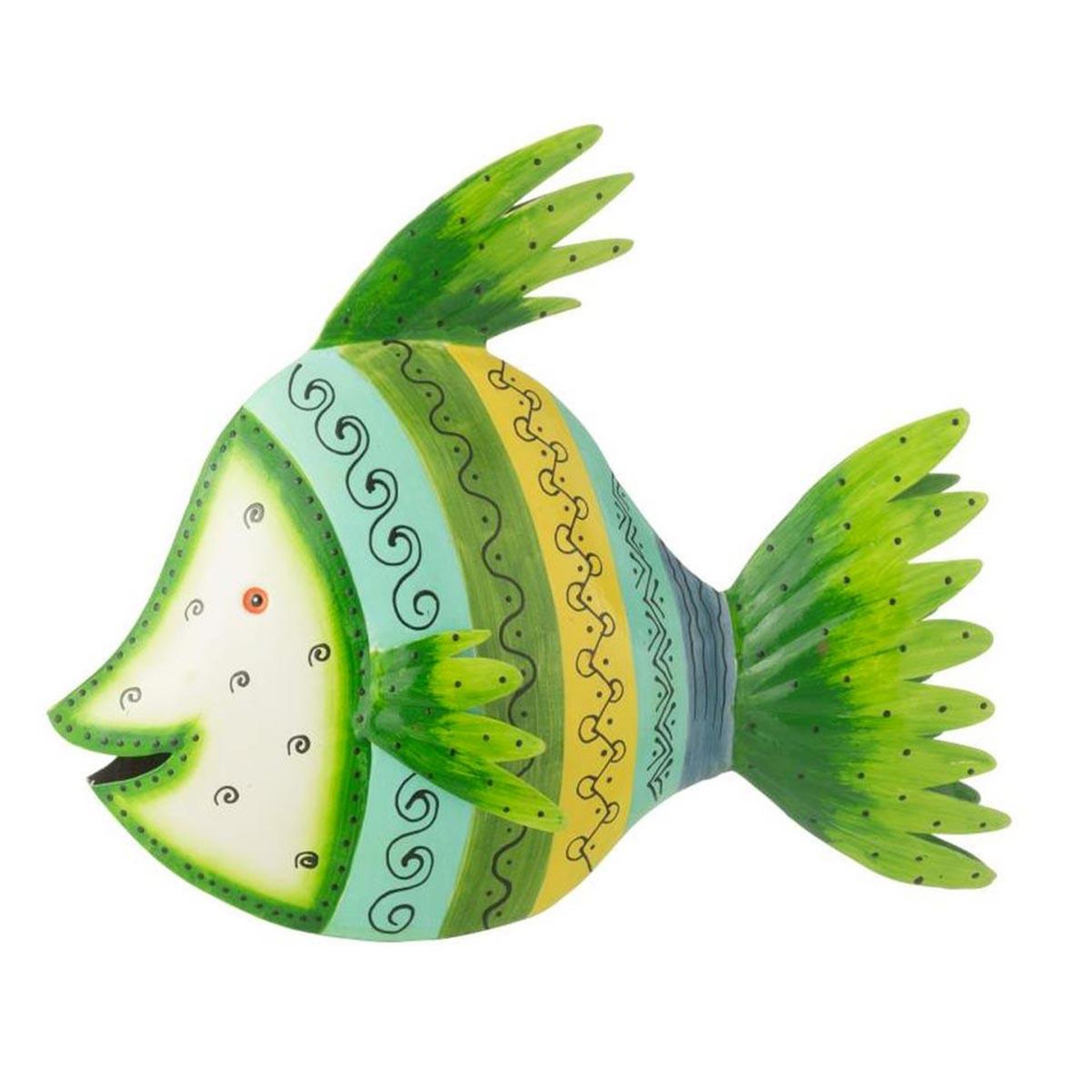 J-LINE Statuette déco poisson en métal  tom  34cm vert