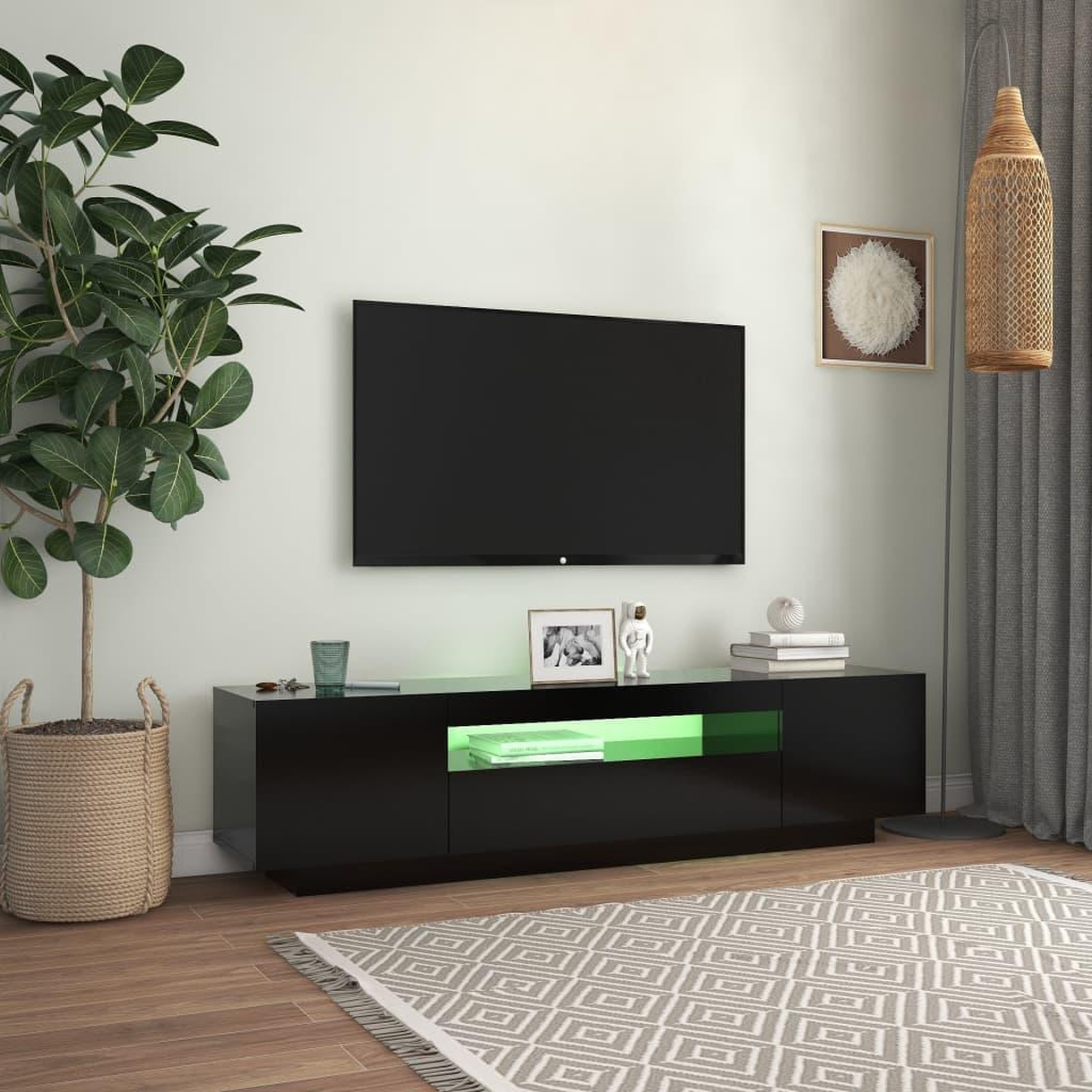 Voir la diapositive 3 : VIDAXL Meuble TV avec lumieres LED noir 160x35x40 cm