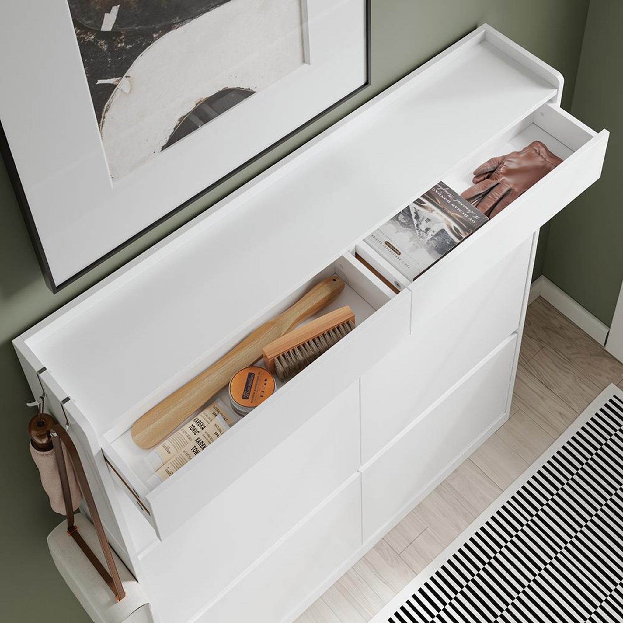 Voir la diapositive 5 : SOBUY Armoire à chaussures étroite blanche 98x19x120 cm fsr224-e-w