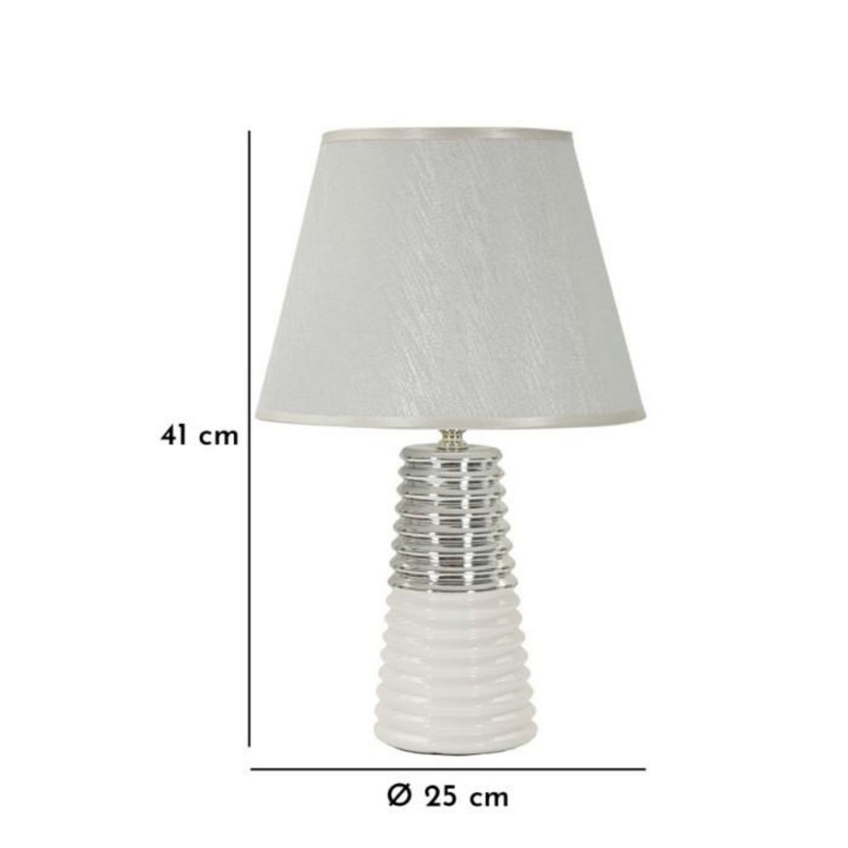Paris Prix Lampe à Poser en Céramique  Candela  41cm Argent & Blanc