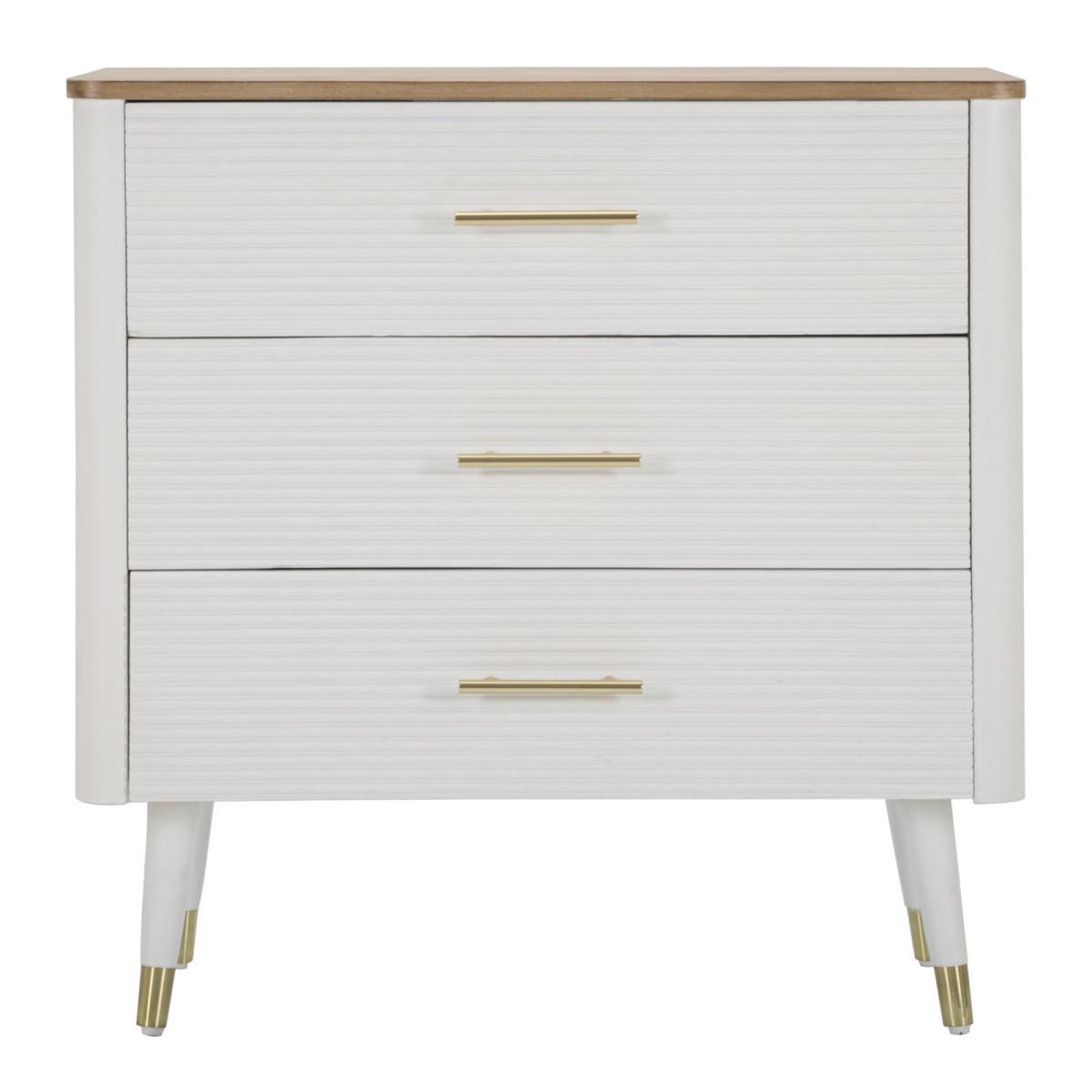 Voir la diapositive 2 : Paris Prix Commode 3 tiroirs en bois  matera  80cm blanc & naturel