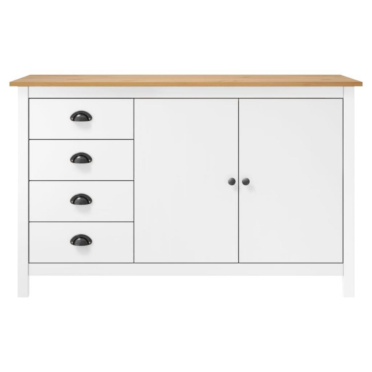 VIDAXL Buffet Hill Blanc 130x40x80 cm Bois de pin solide