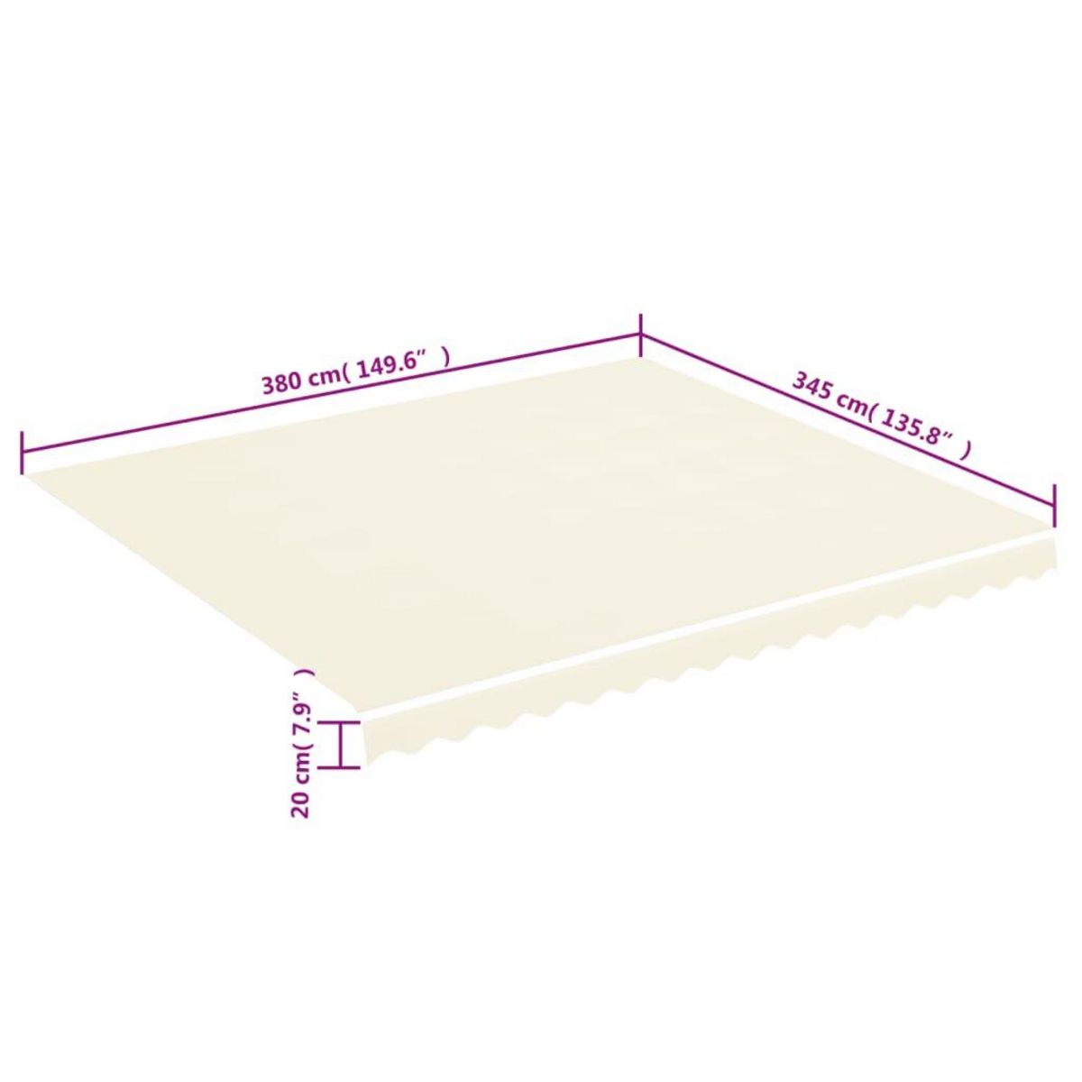 VIDAXL Tissu de remplacement pour auvent Creme 4x3,5 m