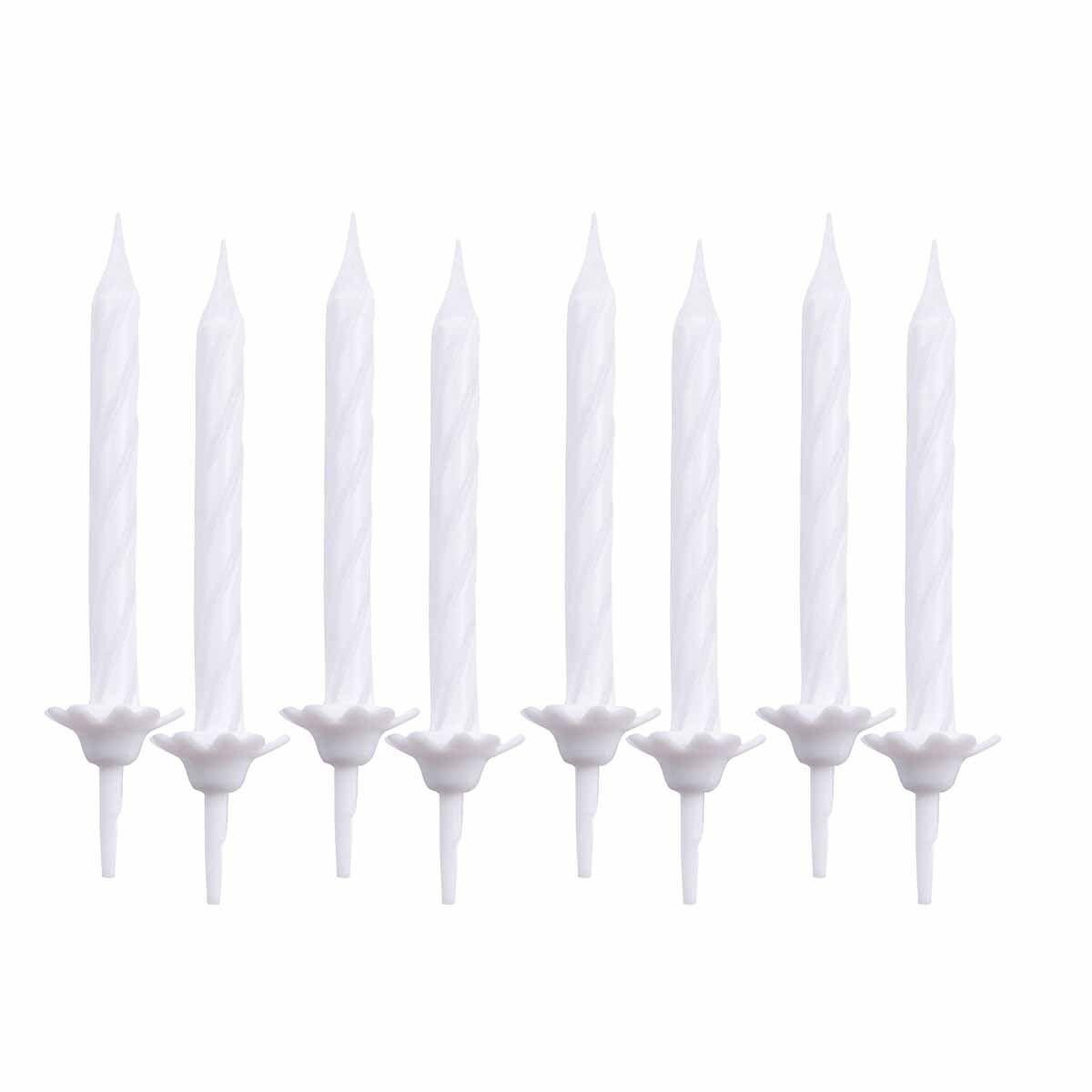 RIRE & CONFETTI Lot de 24 Bougies d'Anniversaire  Support  5cm Blanc