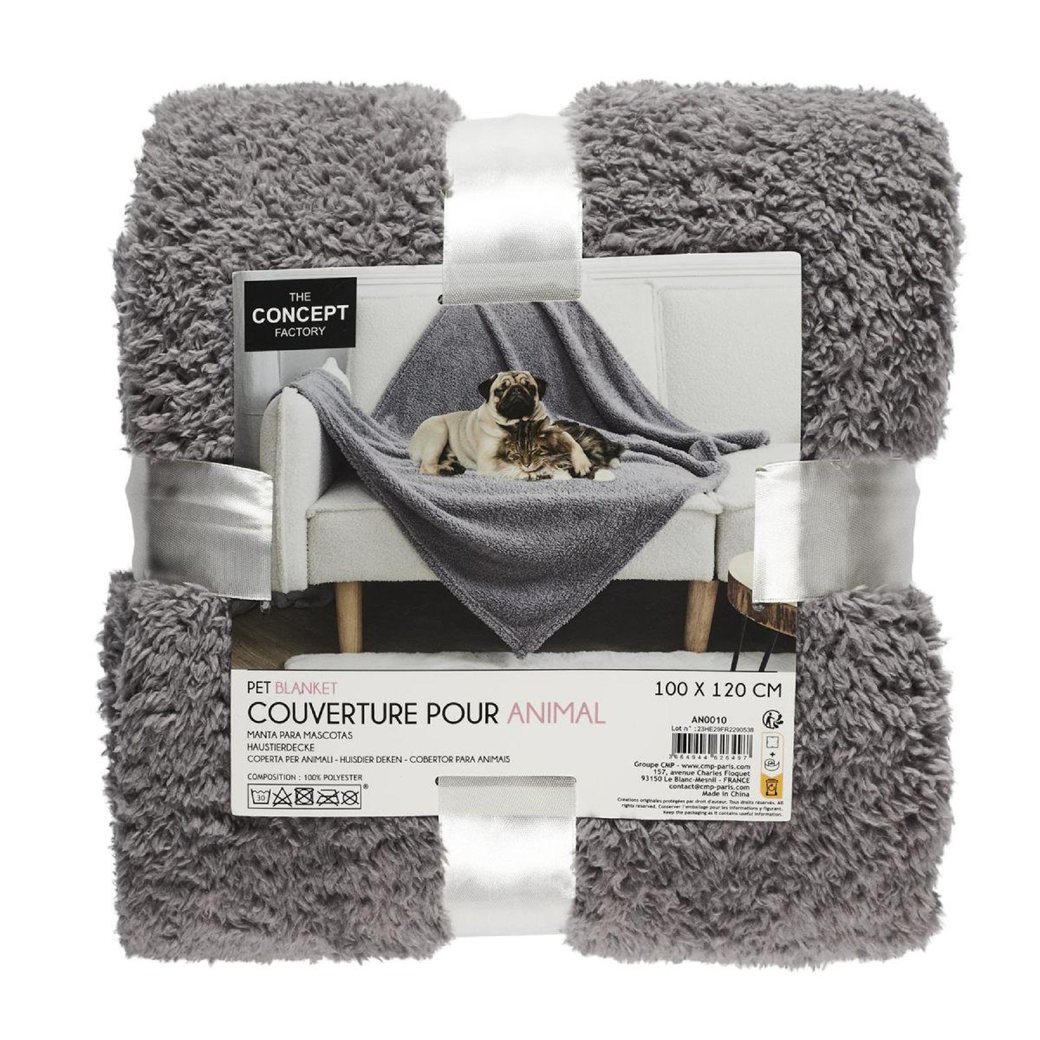 Voir la diapositive 6 : The concept Factory Couverture pour animaux  manta  100x120cm gris