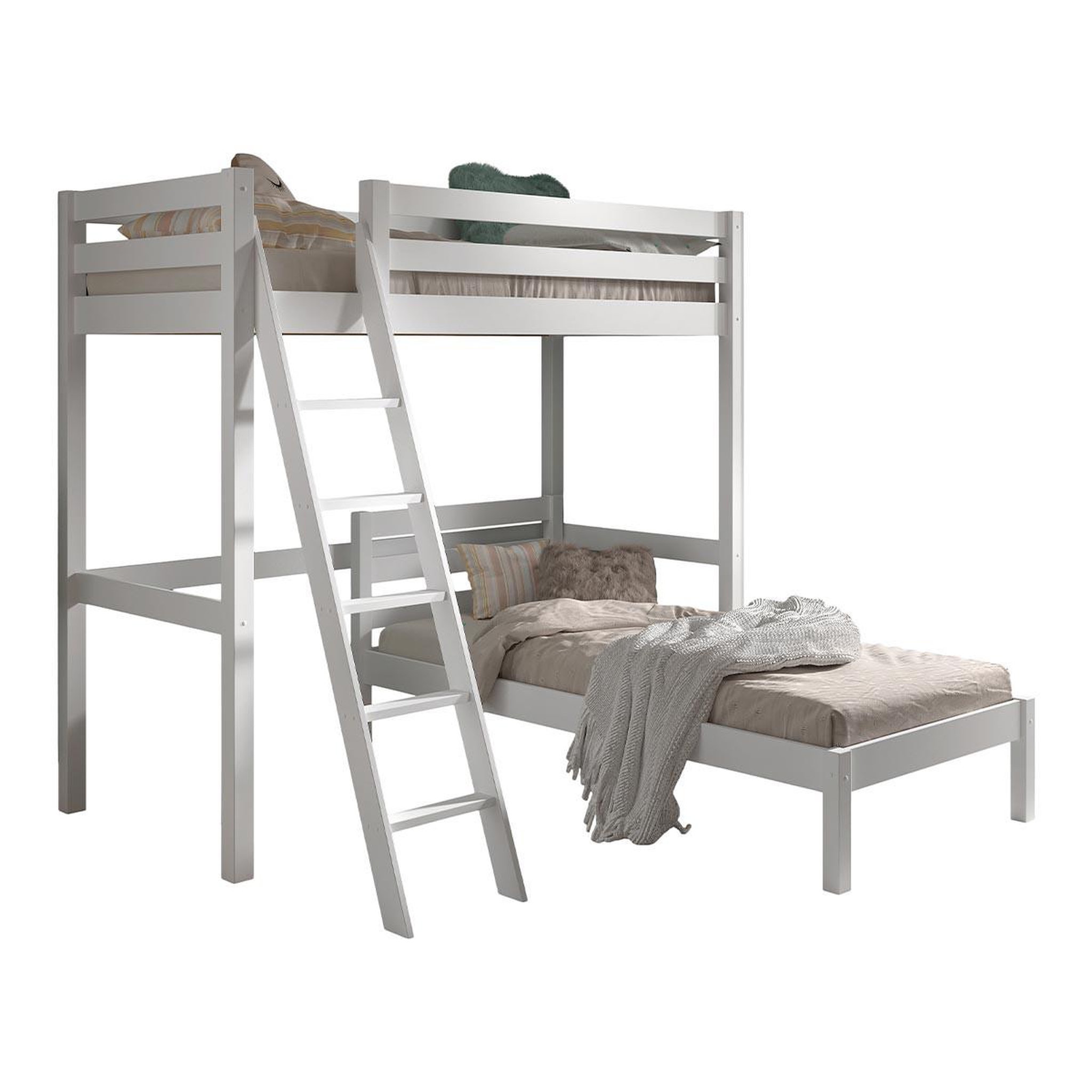 Paris Prix Pack - lit mezzanine, lit simple & sommier  pino  90x200cm blanc