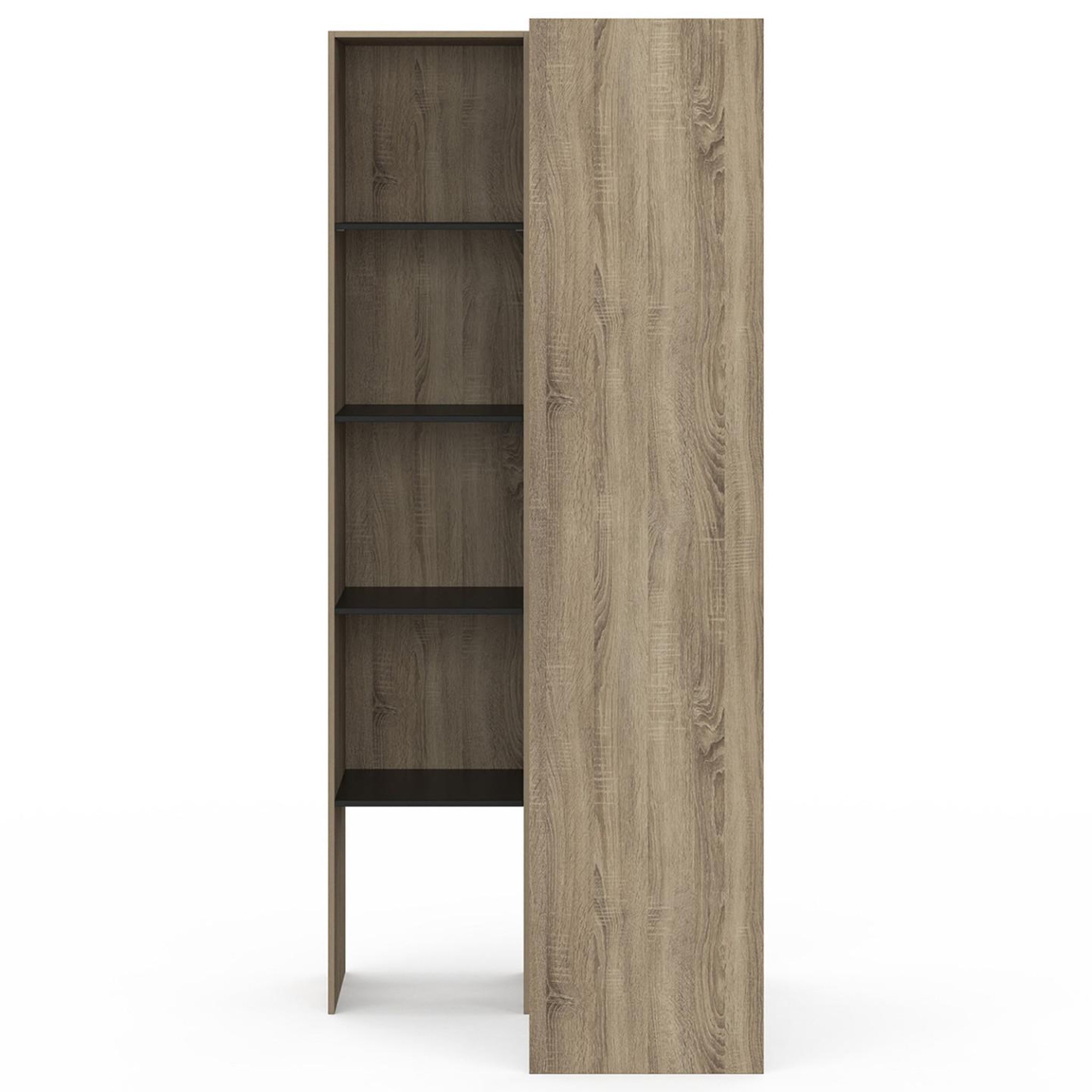 Voir la diapositive 3 : ID MARKET Dressing d'angle modulable l. 90 / 127 cm melman double penderie + étagères bois et noir