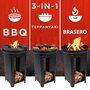 BBQ Barbecue brasero Cuisson grill Teppanyaki 3en1 Bois ou Charbon Ø 61 x H90 cm Chauffage extérieur BBQ COLLECTION