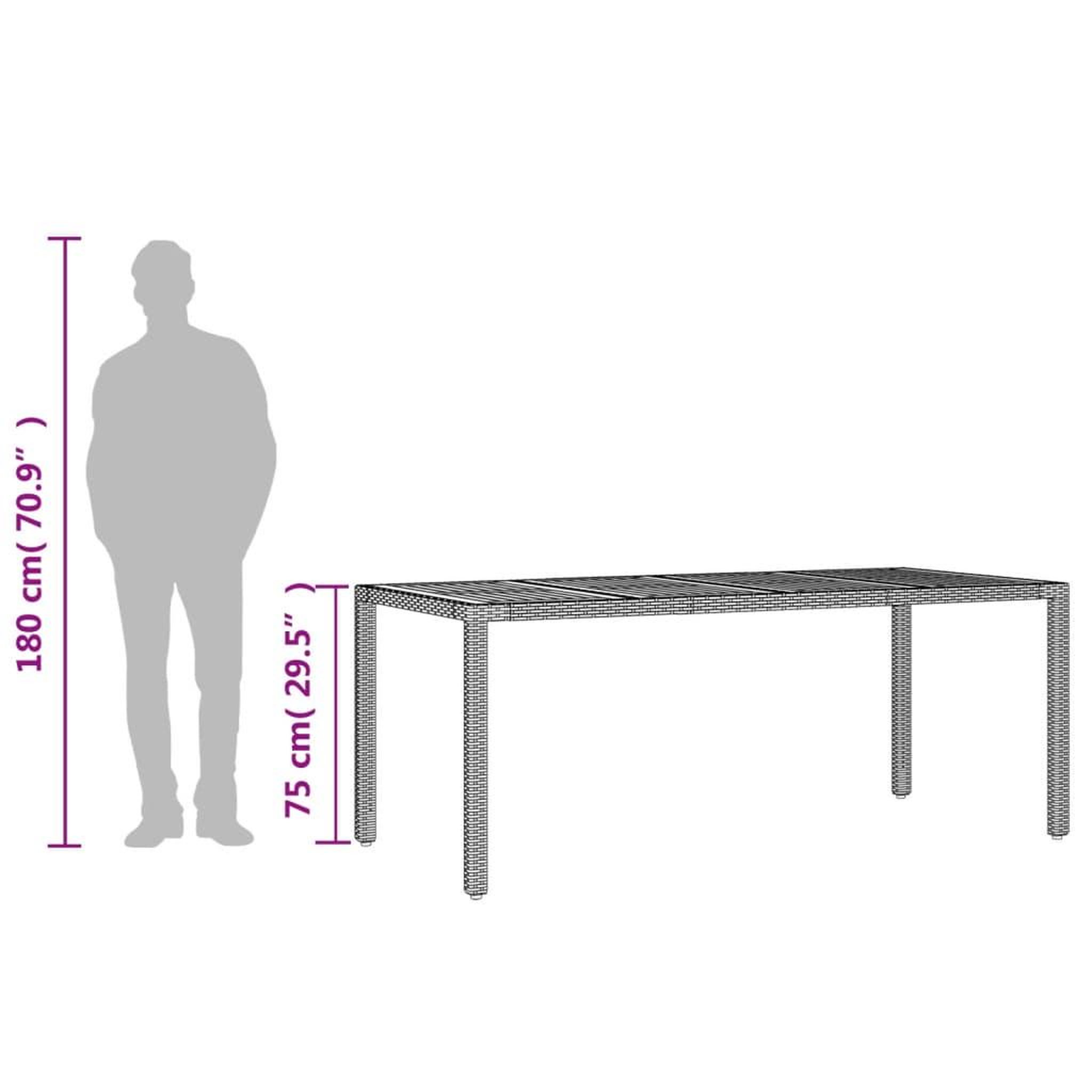 Voir la diapositive 6 : VIDAXL Table de jardin et dessus en bois d'acacia gris resine tressee