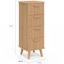 Voir la diapositive 5 : ID MARKET Meuble d'appoint 4 tiroirs JULIETTE 30 cm chiffonnier effet lattes tasseau bois coloris chêne