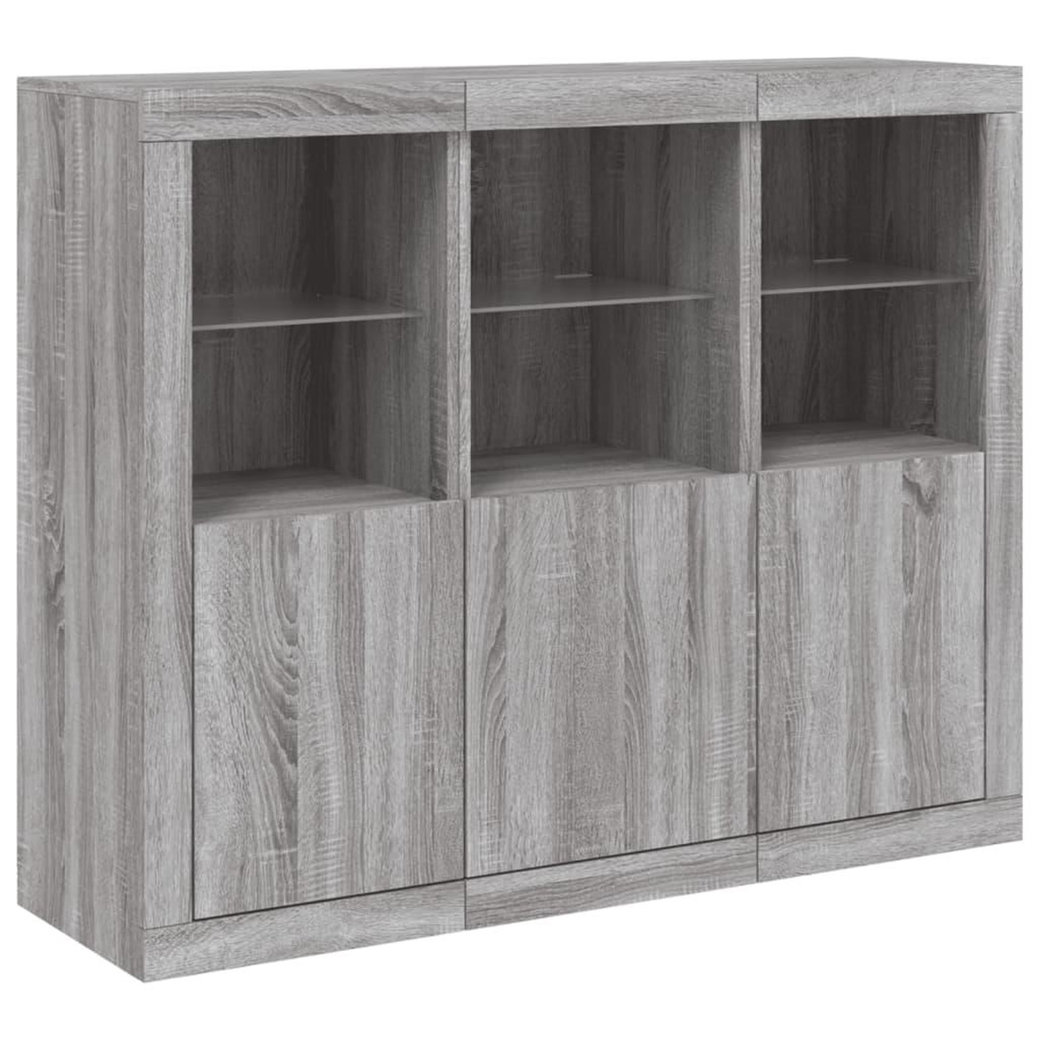 Voir la diapositive 5 : VIDAXL Buffets avec lumieres LED 3 pcs sonoma gris bois d'ingenierie