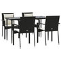 Voir la diapositive 3 : VIDAXL Ensemble a manger de jardin coussins 5pcs Noir Resine tressee