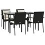 Voir la diapositive 3 : VIDAXL Ensemble a manger de jardin coussins 5pcs Noir Resine tressee