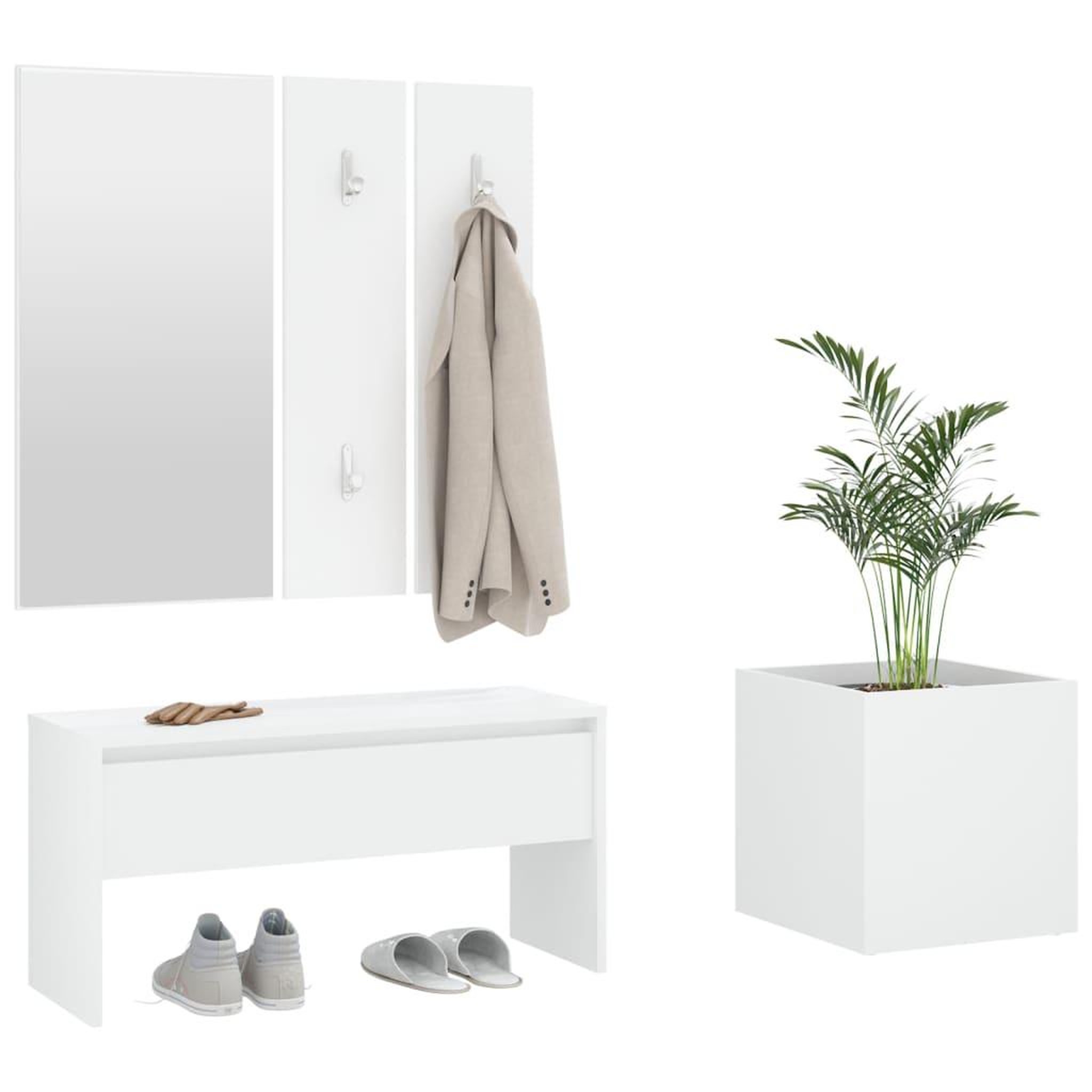 Voir la diapositive 4 : VIDAXL Ensemble de meubles de couloir Blanc Bois d'ingenierie