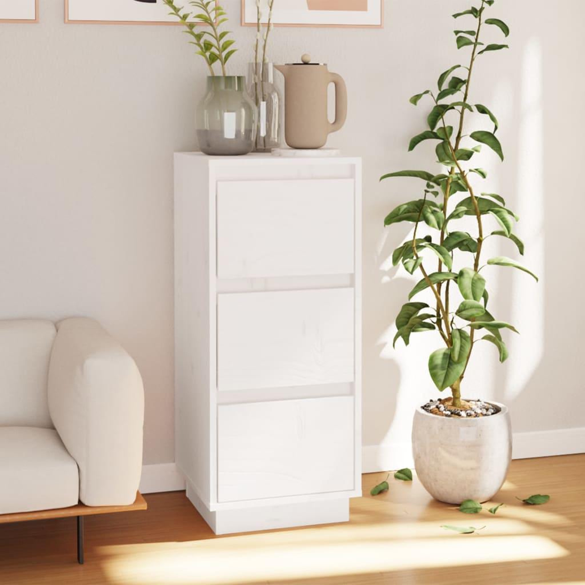 Voir la diapositive 1 : VIDAXL Buffet Blanc 32x34x75 cm Bois massif de pin