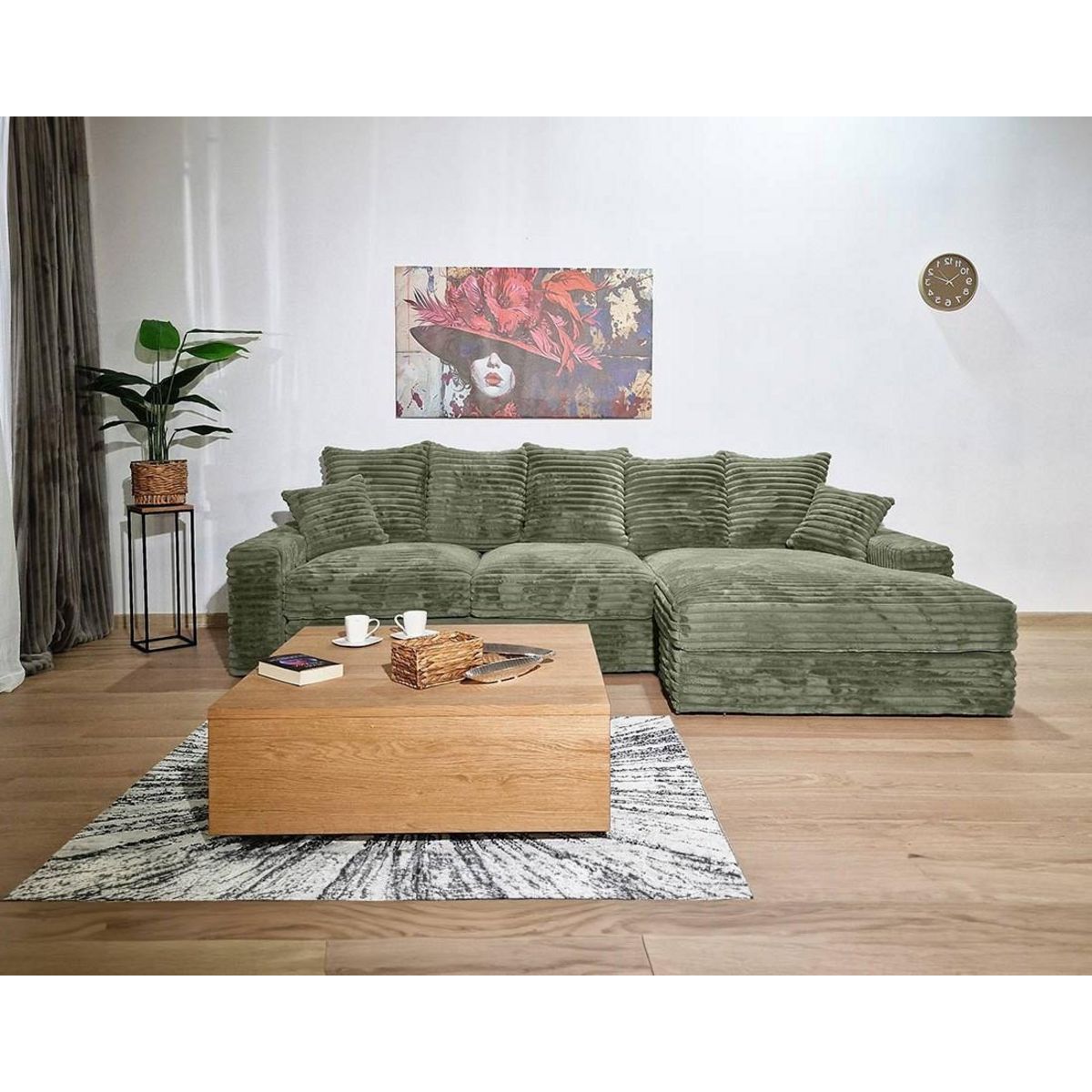 LISA DESIGN Andy - canapé d'angle droit 5 places en fausse fourrure côtelée