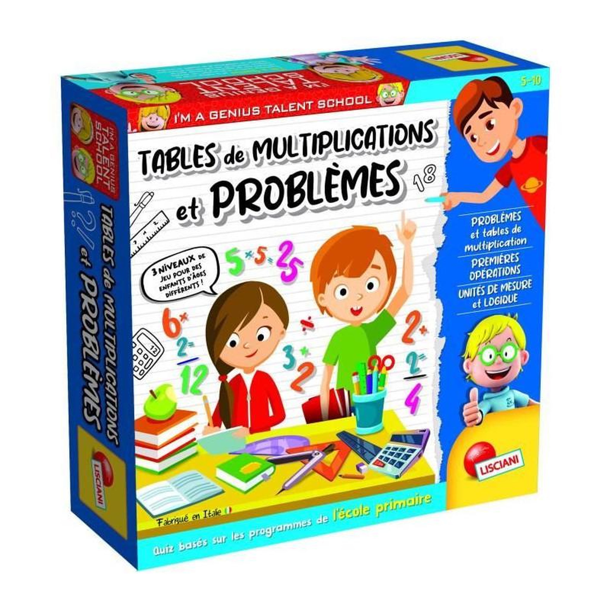 LISCIANI GIOCHI Génius Talent school - le jeu des multiplications et problemes - s'adapte aux différents niveaux. - LISCIANI