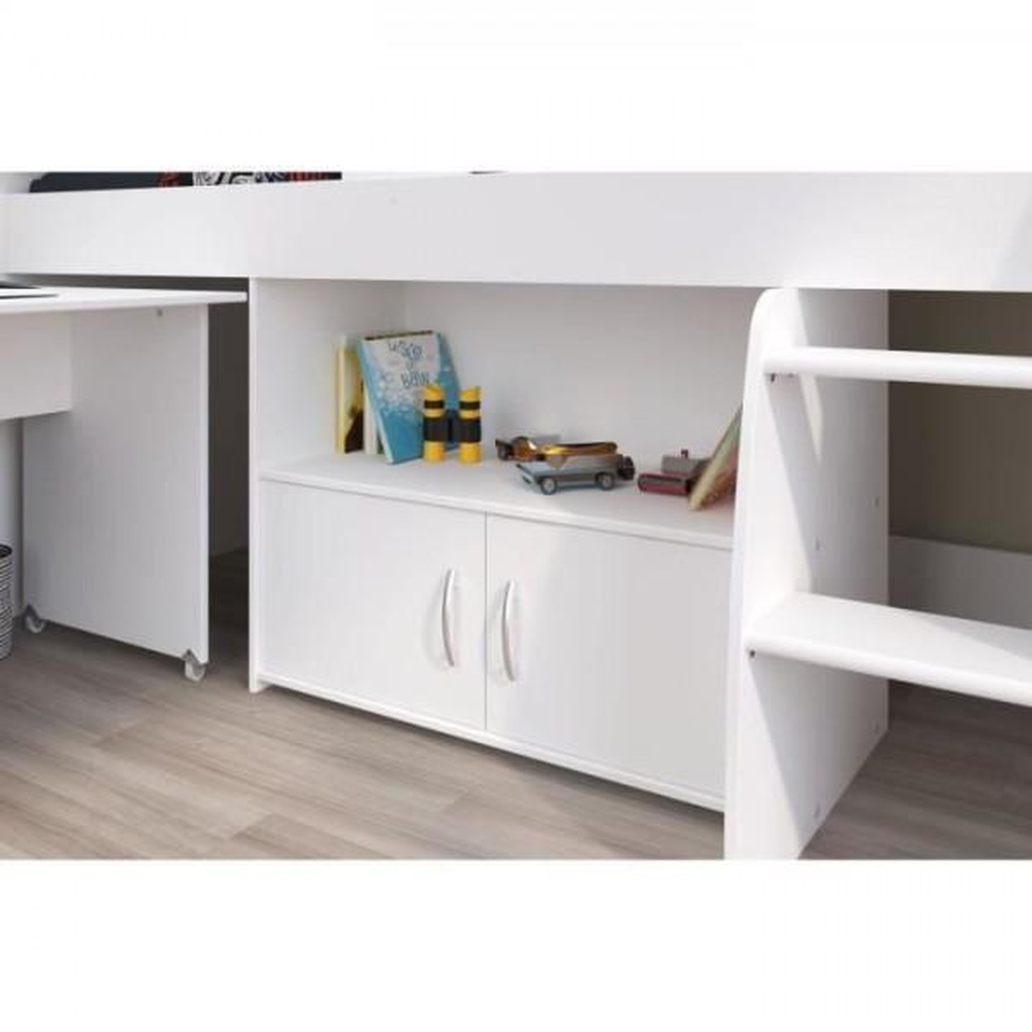 Voir la diapositive 5 : PARISOT Lit combiné enfant PARISOT ZOLA - Blanc - 90x200 cm - Sommier inclus