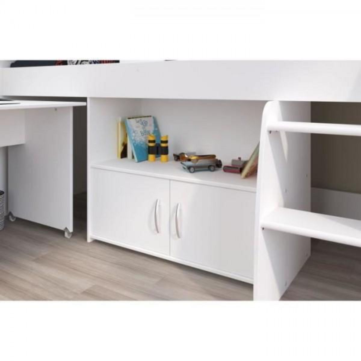 PARISOT Lit combiné enfant PARISOT ZOLA - Blanc - 90x200 cm - Sommier inclus