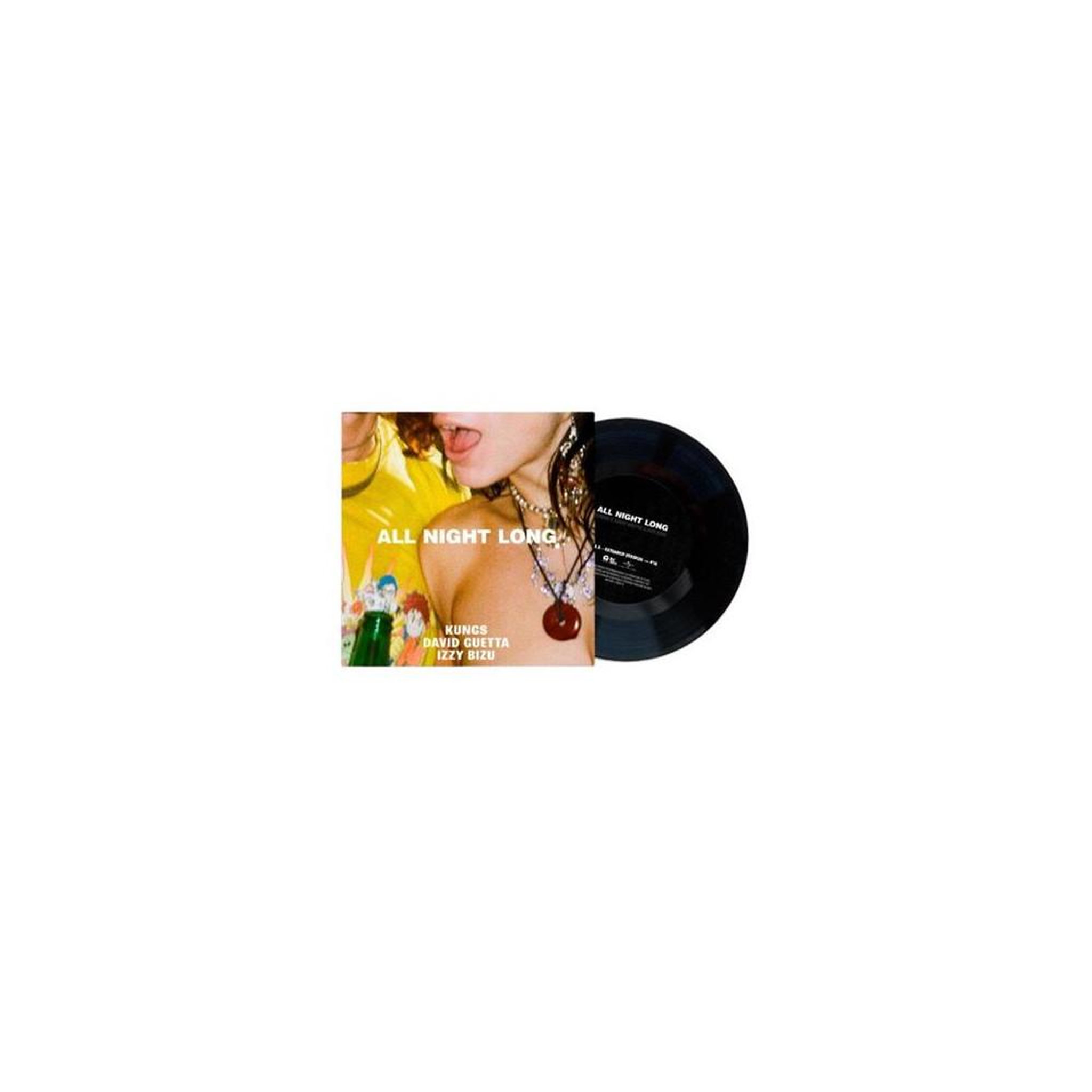 Vinyle 45t single édition limitée noir all night long par izzy bizu, david guetta & kungs
