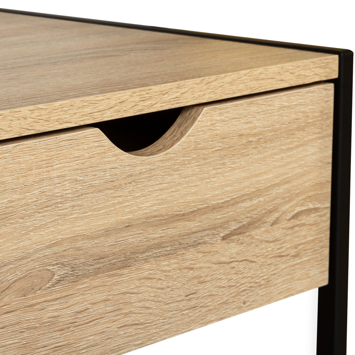 ID MARKET Lot de 2 tables de chevet DETROIT 1 tiroir avec tablette bois et métal noir design industriel