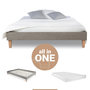 Voir la diapositive 5 : HomeStyle4U Lit rembourré avec matelas 140x200 Sommier à lattes