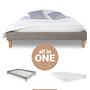 Voir la diapositive 5 : HomeStyle4U Lit rembourré avec matelas 140x200 Sommier à lattes
