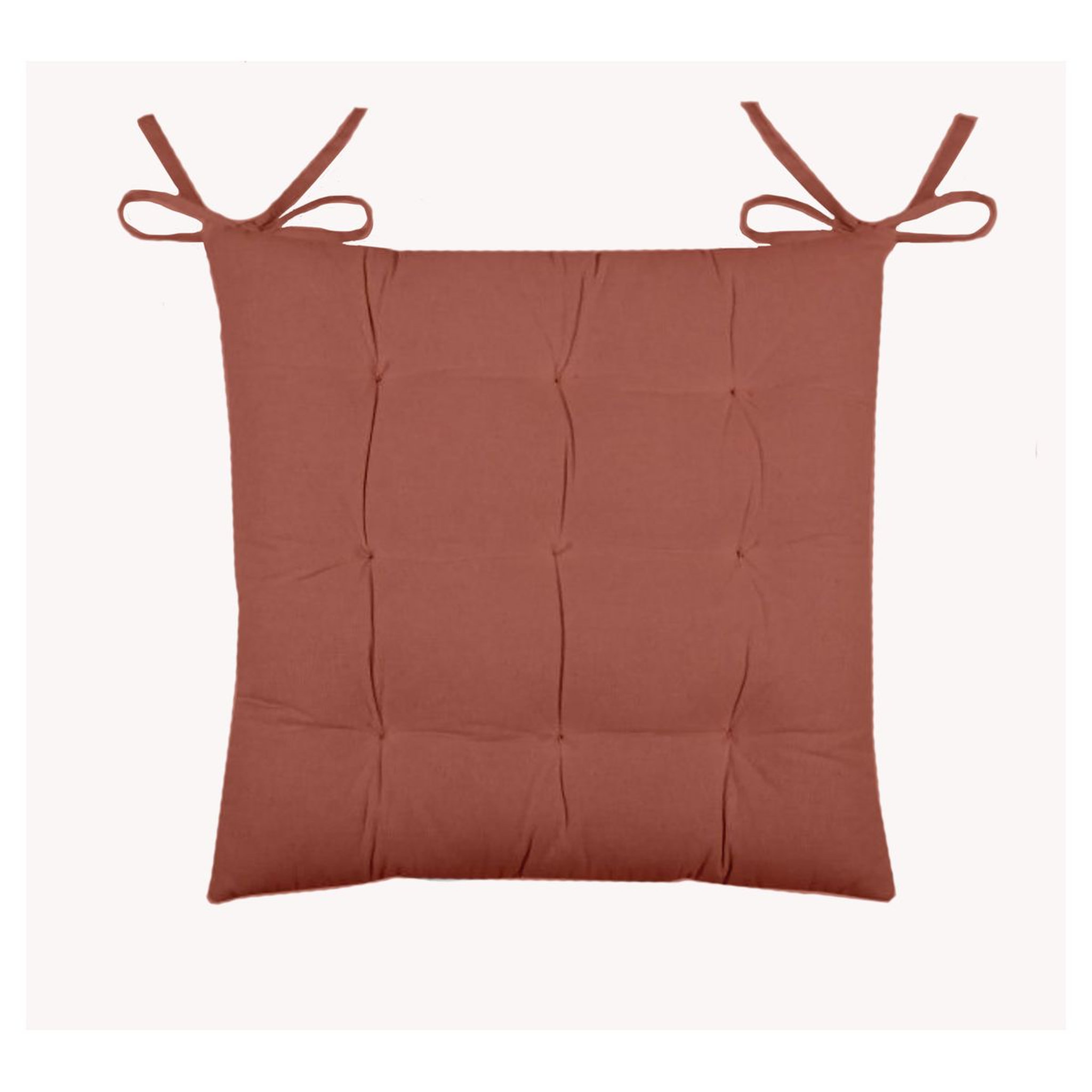 Galette de chaise matelassée unie en coton avec nouettes