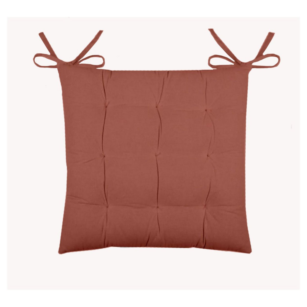 Galette de chaise matelassée unie en coton avec nouettes