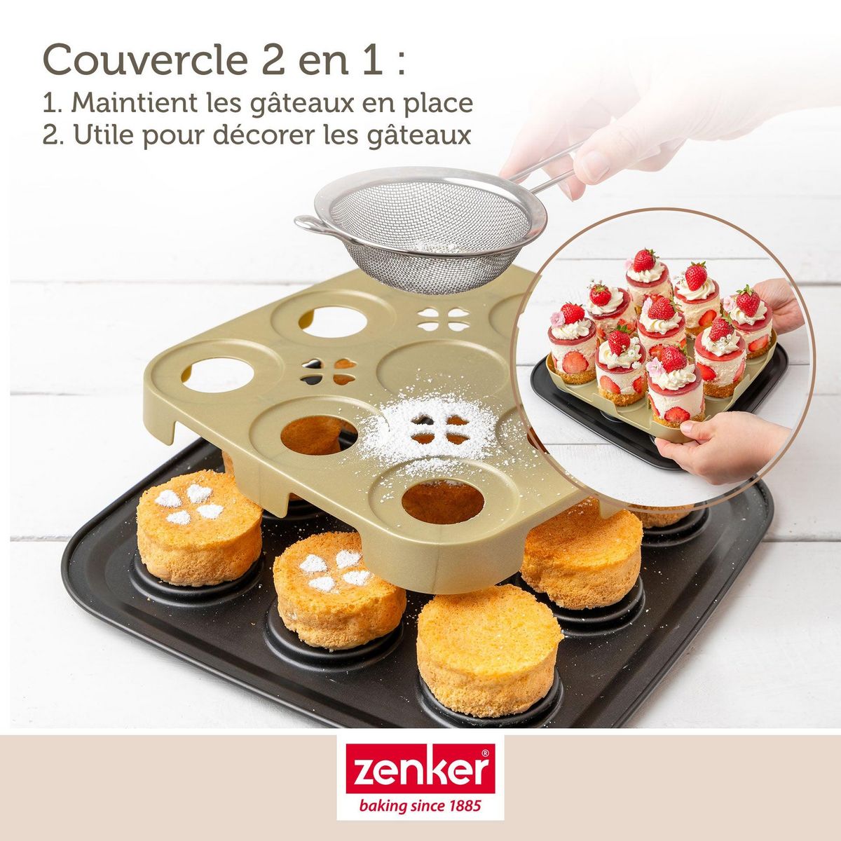 ZENKER Moule à gâteaux individuels 9 empreintes avec couvercle 29 x 29 cm Zenker Bake Click and Go