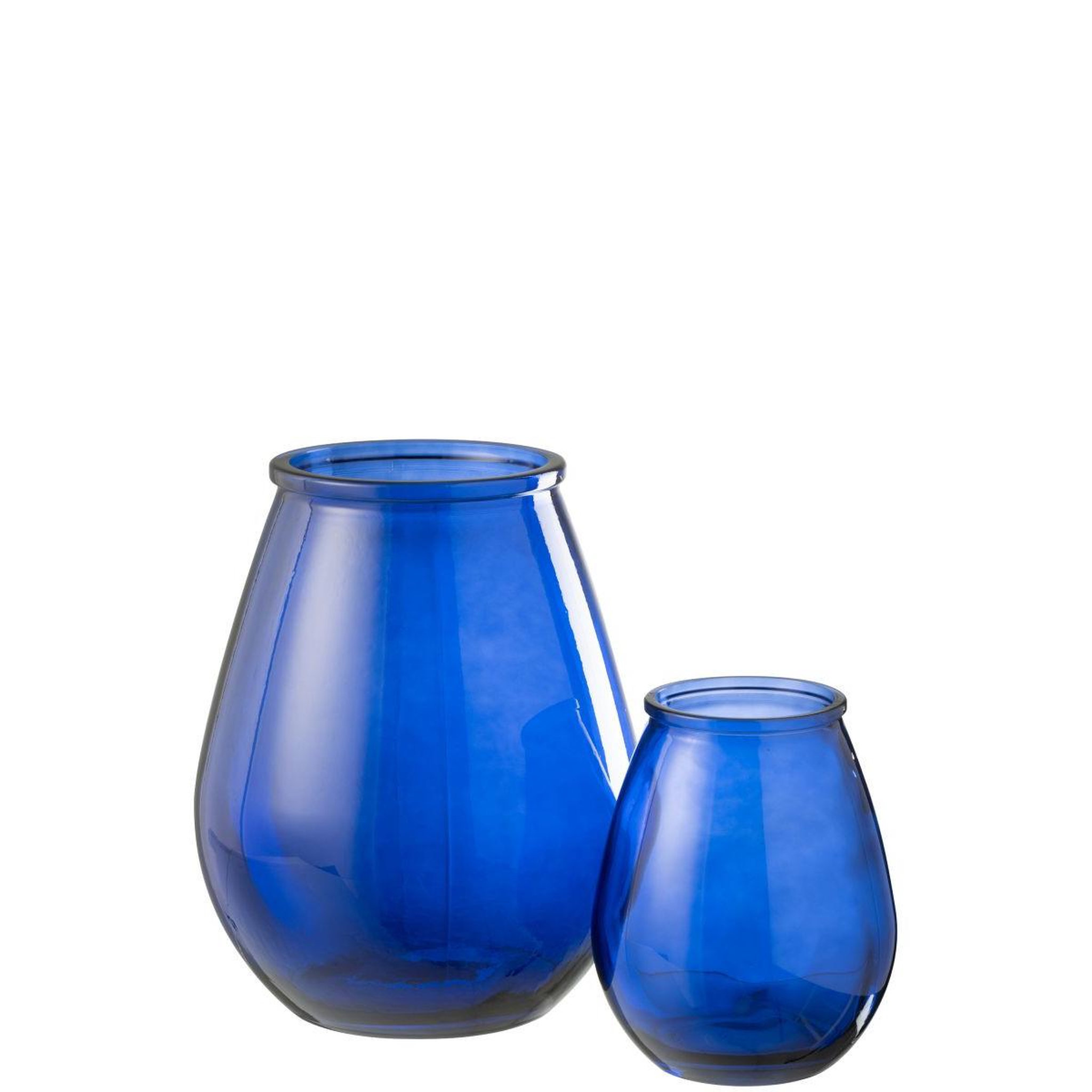 Voir la diapositive 2 : J-LINE Vase déco en verre  stripe  35cm bleu