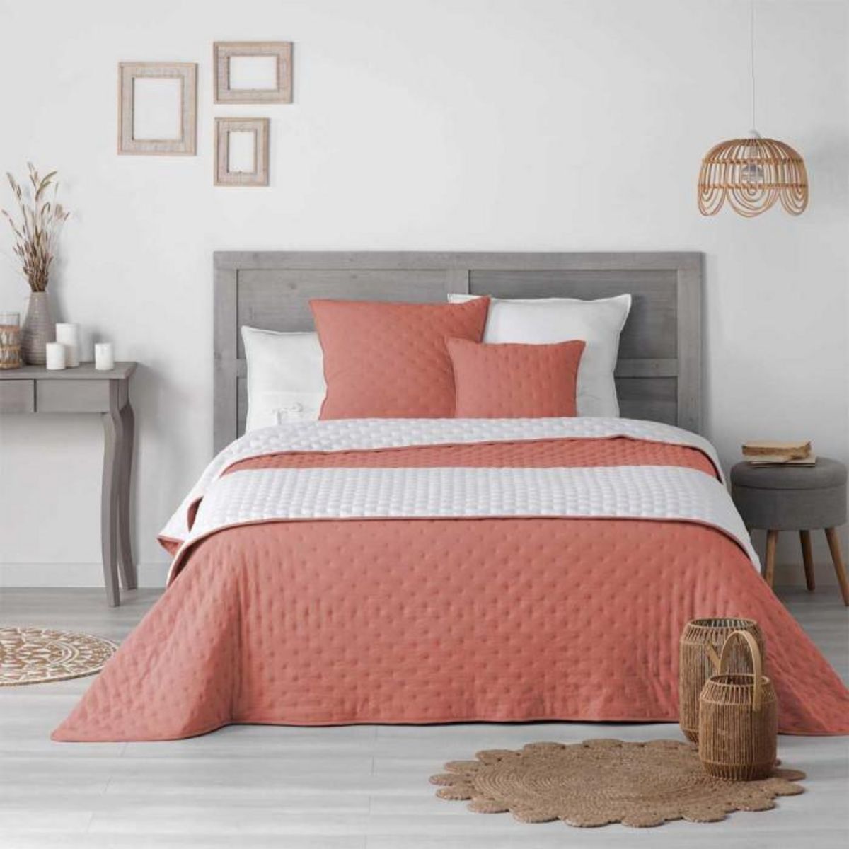 Paris Prix Housse de Coussin  Mellow  40x40cm Terracotta & Blanc