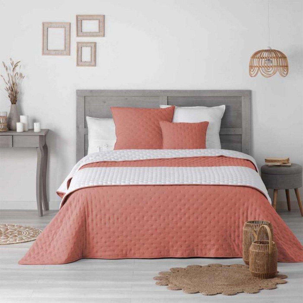 Paris Prix Housse de Coussin  Mellow  40x40cm Terracotta & Blanc