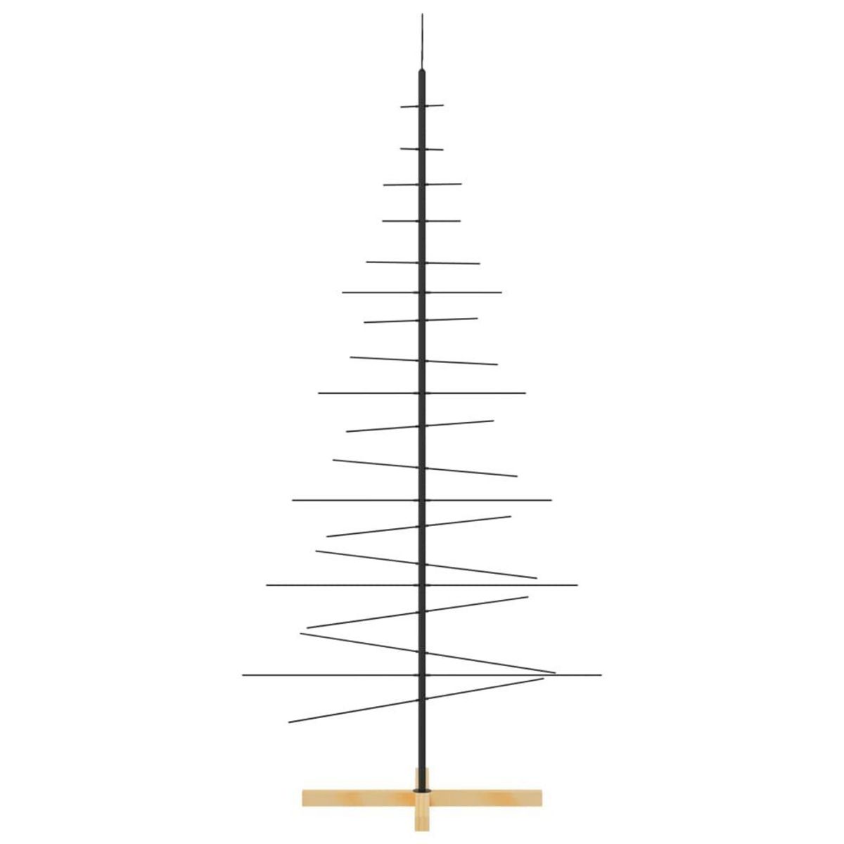 VIDAXL Arbre de Noël en metal avec base en bois noir 180 cm