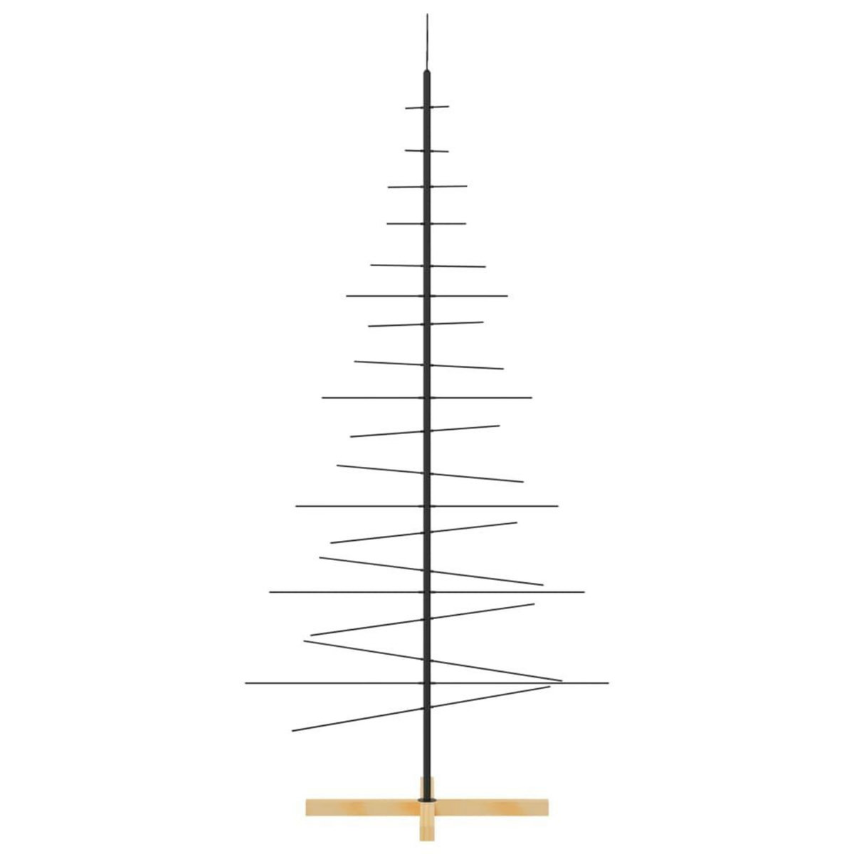 VIDAXL Arbre de Noël en metal avec base en bois noir 180 cm
