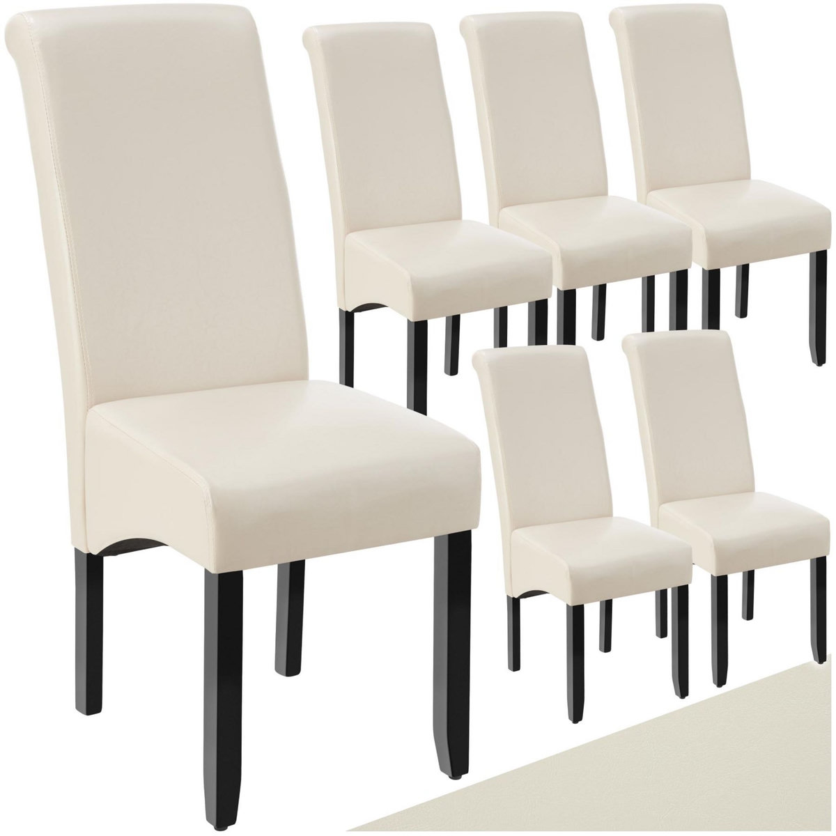 tectake Ensemble de 6 chaises de salle à manger aspect cuir ergonomiques crème