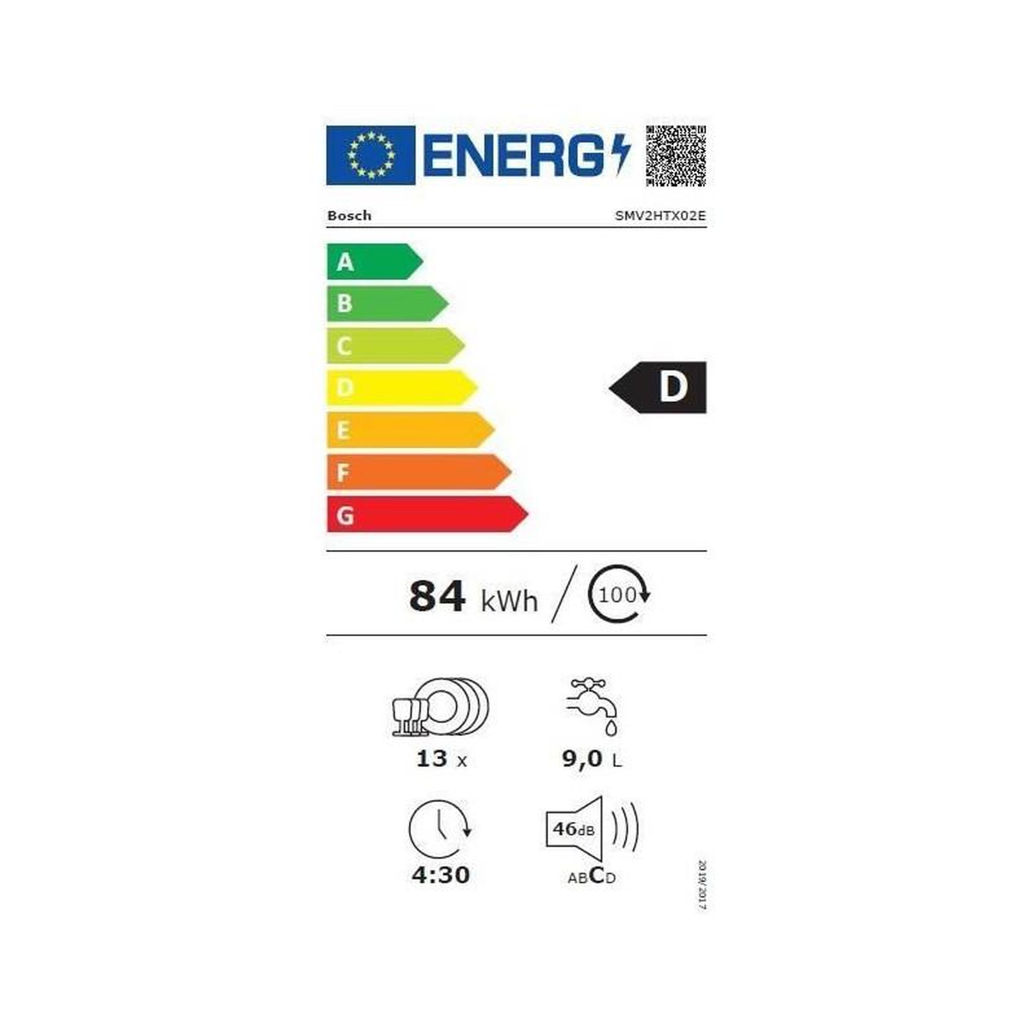Voir la diapositive 4 : BOSCH Lave-vaisselle 60cm 13 couvert 46db tout intégrable - smv2htx02e