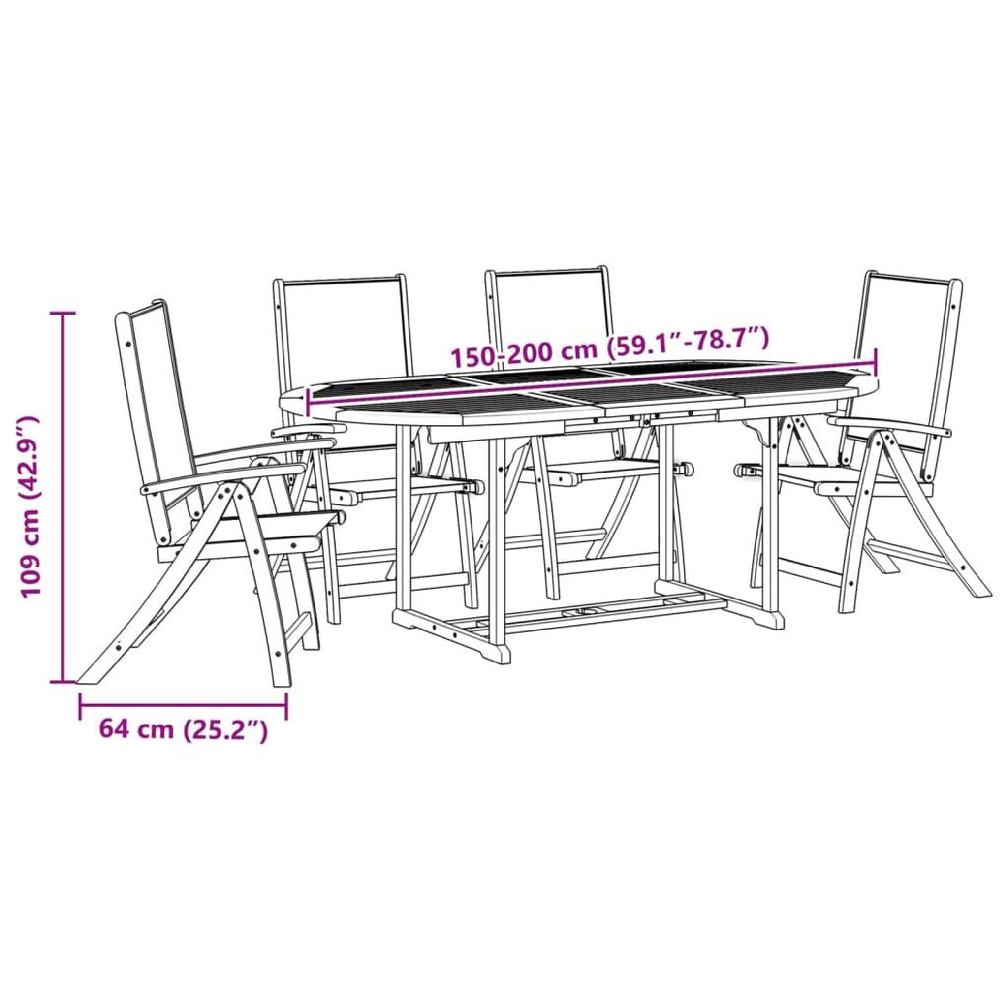 Voir la diapositive 6 : VIDAXL Ensemble a manger de jardin 5pcs bois d'acacia solide textilene