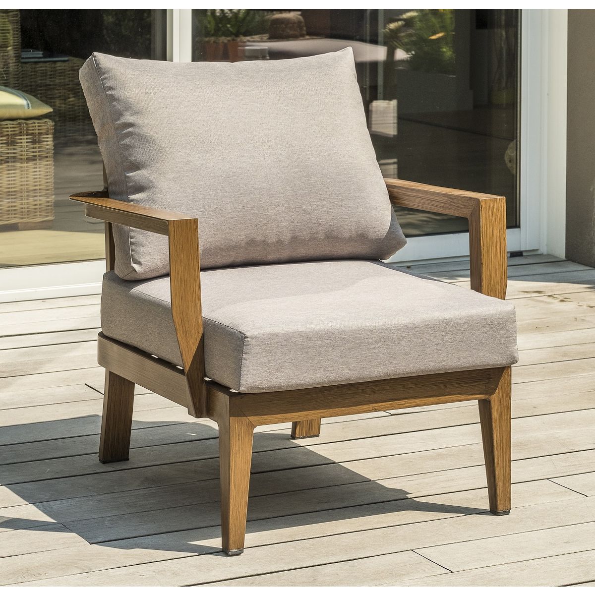 DCB GARDEN Salon bas de jardin - 4 places - Aluminium - Imitation bois - PORTOFINO S2