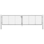 VIDAXL Porte de jardin Acier galvanise 415x125 cm Argente