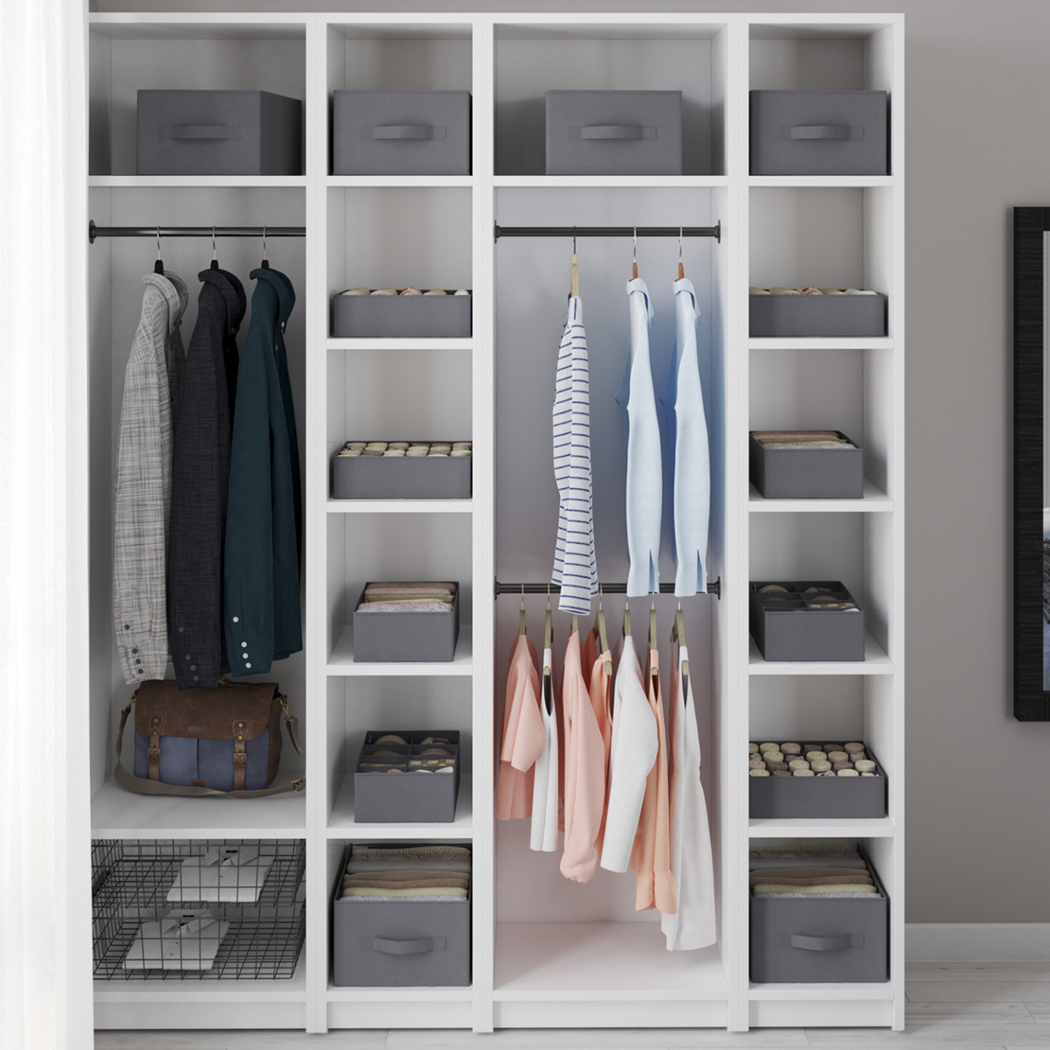 Voir la diapositive 2 : ID MARKET Lot de 14 boites de rangement tiroir organisateurs de dressings gris anthracite