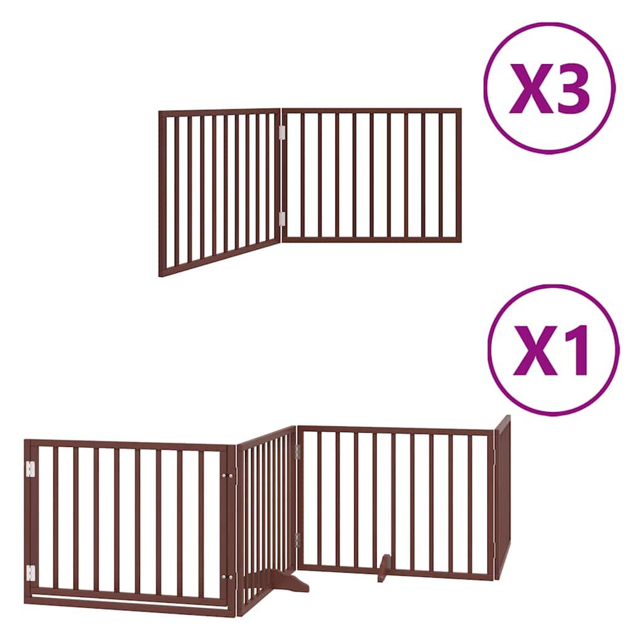 Voir la diapositive 2 : VIDAXL Barriere pour chien porte pliable 10 panneaux bois de peuplier