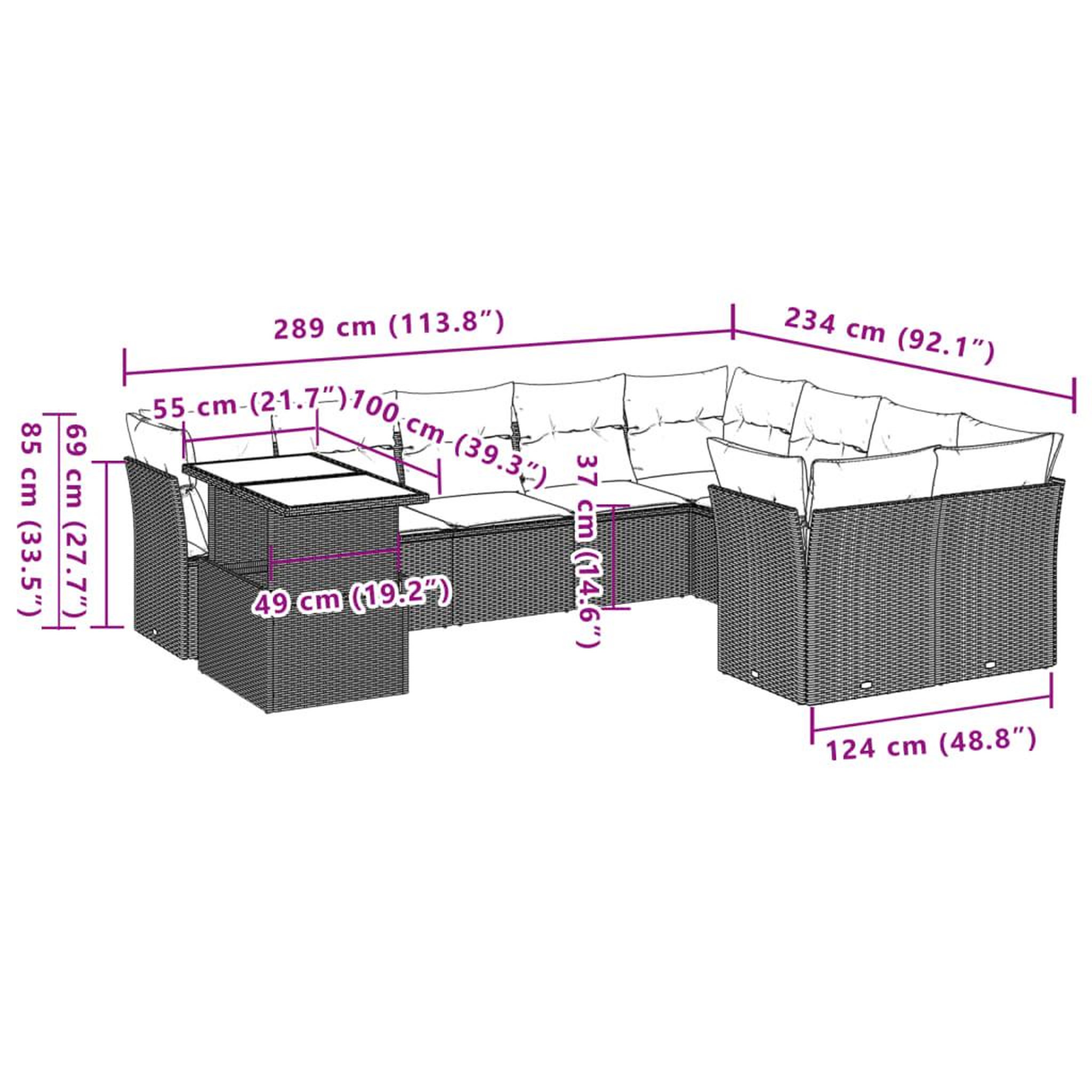 Voir la diapositive 6 : VIDAXL Salon de jardin avec coussins 10 pcs gris clair resine tressee