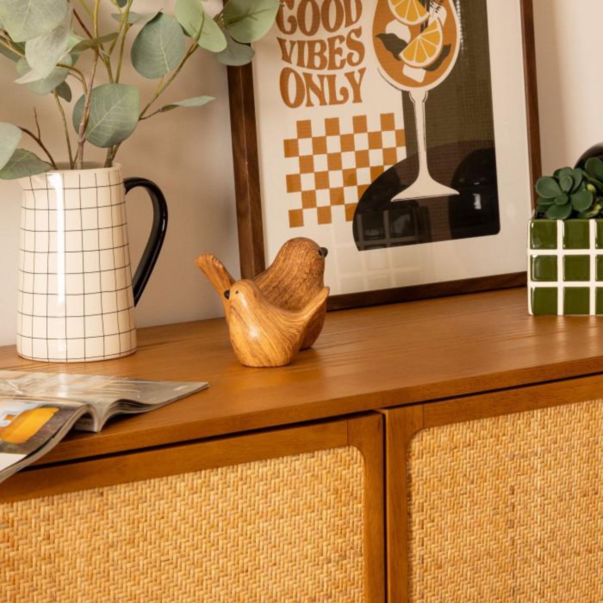 ATMOSPHERA Lot de 2 Oiseaux en Dolomite  Family Corner  14cm Marron