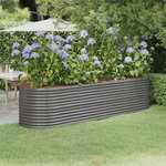 VIDAXL Lit sureleve de jardin Acier enduit de poudre 296x80x68 cm gris