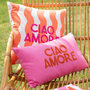Voir la diapositive 3 : Paris Prix Coussin Déco en Coton  Ciao Amore  30x50cm Rose