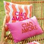Voir la diapositive 3 : Paris Prix Coussin Déco en Coton  Ciao Amore  30x50cm Rose