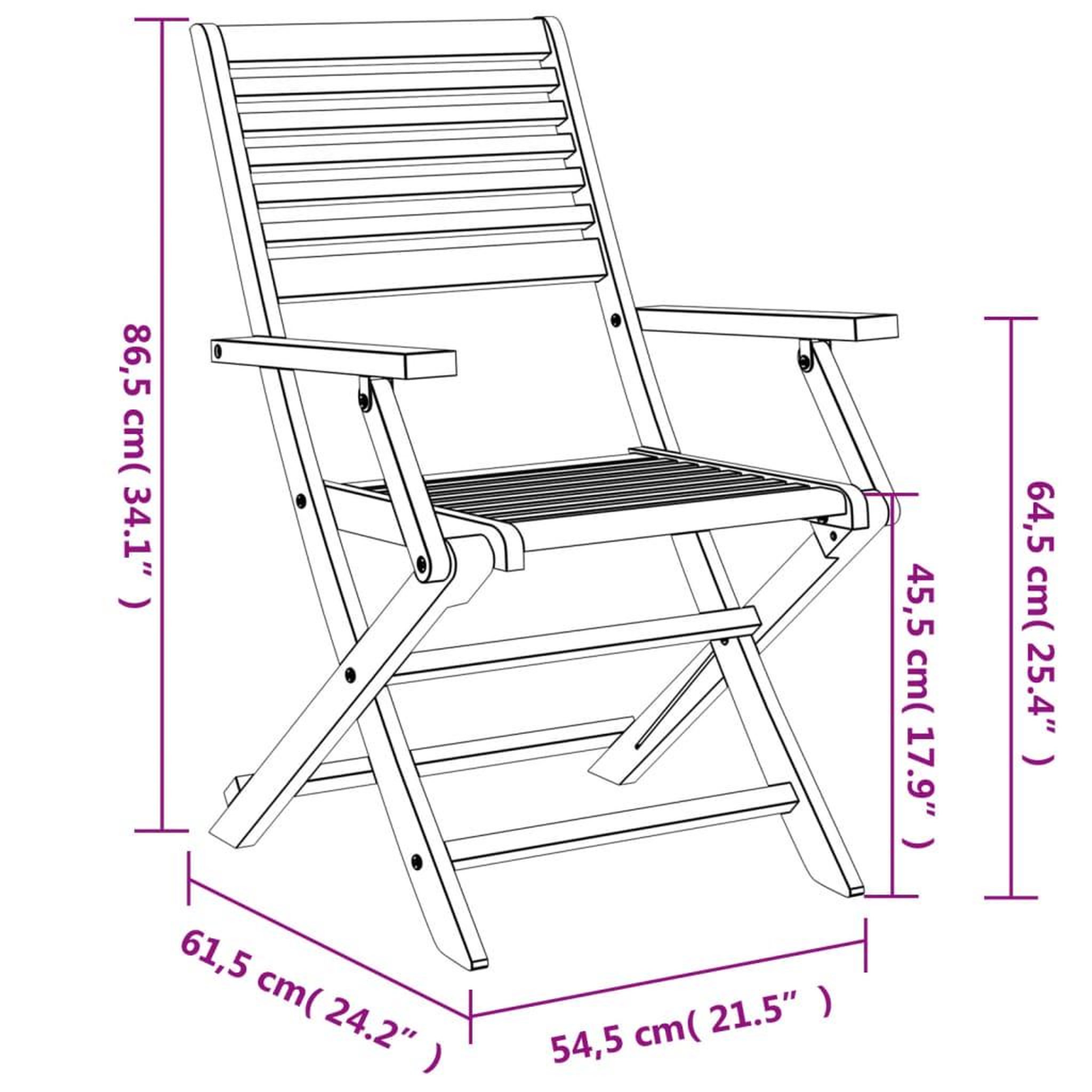 Voir la diapositive 6 : VIDAXL Chaises pliables de jardin lot de 2 bois massif d'acacia