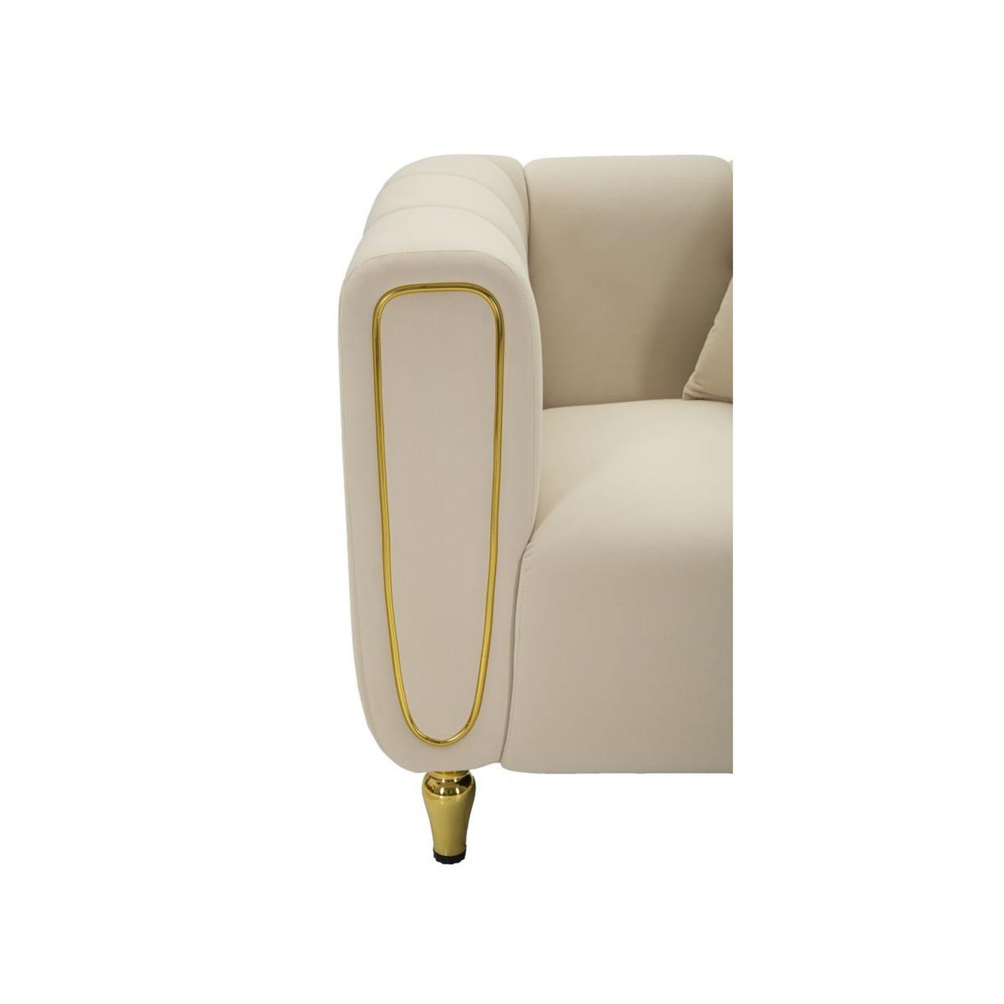 Voir la diapositive 5 : Paris Prix Fauteuil en velours matelassé  alma  97cm crème